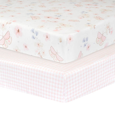 Living Textiles 2-pack Jersey Cot Fitted Sheet Butterfly/Blush Gingham Sleeping & Bedding (Cot Sheets) 9315311038743