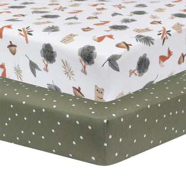 Living Textiles 2-pack Jersey Cot Fitted Sheet Forest Retreat/Olive Dots Sleeping & Bedding (Cot Sheets) 9315311039023