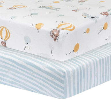 Living Textiles 2-pack Jersey Cot Fitted Sheet Up Up & Away/Stripes Sleeping & Bedding (Cot Sheets) 9315311039160