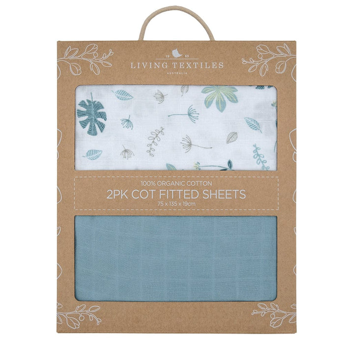 Living Textiles 2-pack Muslin Cot Fitted Sheet Banana Leaf/Teal Sleeping & Bedding (Cot Sheets) 9315311035353