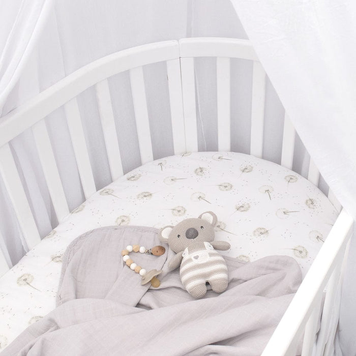 Living Textiles 2-pack Muslin Round/Oval Cot Fitted Sheet -Dandelion Sleeping & Bedding (Manchester) 9315311040227