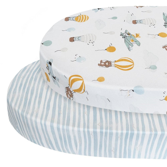 Living Textiles 2-pack Round/Oval Cot Fitted Sheets Up Up & Away Sleeping & Bedding (Cot Sheets) 9315311040289