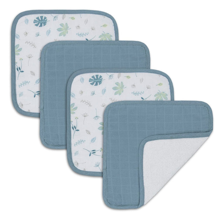 Living Textiles 4-pack Muslin Wash Cloths Banana Leaf/Teal Bathing (Face Washers) 9315311035407