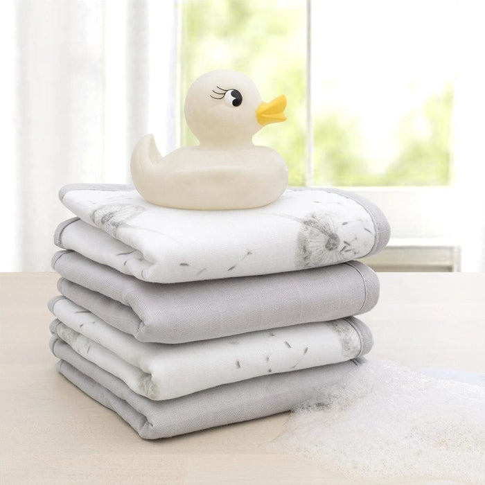 Living Textiles 4-pack Muslin Wash Cloths Dandelion/Grey Bathing (Face Washers) 9315311035490