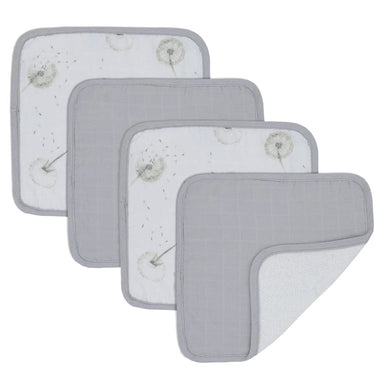 Living Textiles 4-pack Muslin Wash Cloths Dandelion/Grey Bathing (Face Washers) 9315311035490