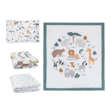 Living Textiles 4 Piece Nursery Set Day at the Zoo Sleeping & Bedding (Cot Sets) 9315311039382