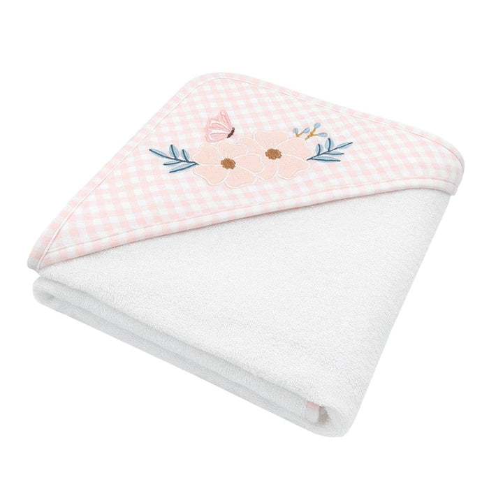Living Textiles Hooded Towel - Butterfly/Blush Gingham Playtime & Learning (Toys) 9315311038804