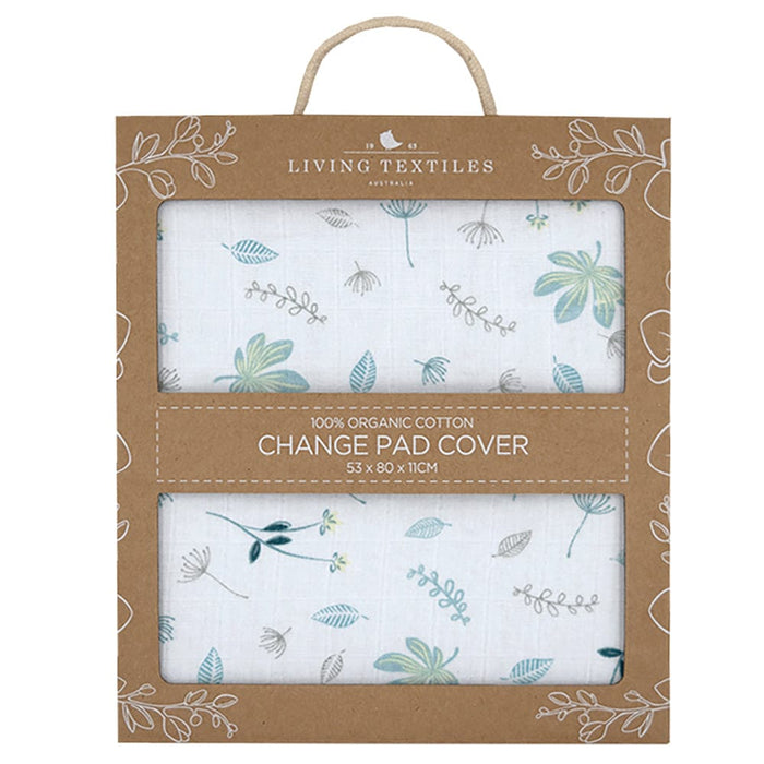 Living Textiles Muslin Change Pad Cover Banana Leaf/Teal Changing (Change Mat Cover) 9315311035582
