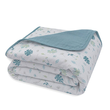 Living Textiles Muslin Cot Blanket Banana Leaf/Teal Sleeping & Bedding (Blankets) 9315311035360