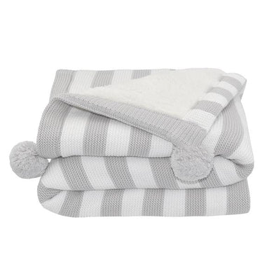 Living Textiles Pompom Sherpa Blanket White/Grey Sleeping & Bedding (Blankets) 9315311034448