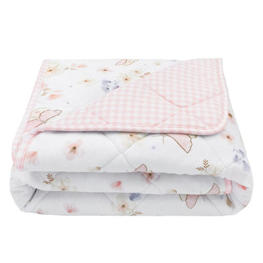 Living Textiles Reversable Jersey Cot Comforter- Butterfly/Blush Gingham Sleeping & Bedding (Quilts) 9315311038774