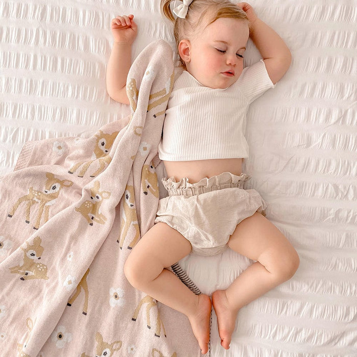 Living Textiles Whimsical Baby Blanket Fawn/Blush Sleeping & Bedding (Blankets) 9315311040753
