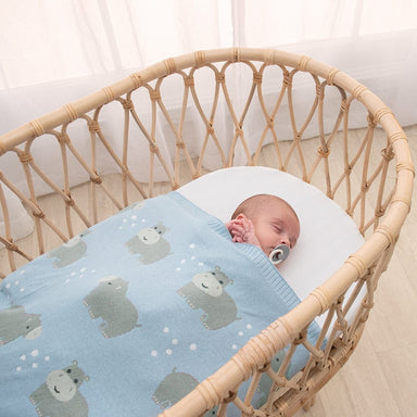 Living Textiles Whimsical Baby Blanket Hippo/Blue Sleeping & Bedding (Blankets) 9315311040760