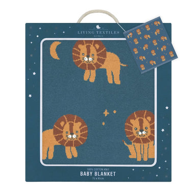 Living Textiles Whimsical Baby Blanket Lion/Navy Sleeping & Bedding (Blankets) 9315311040722