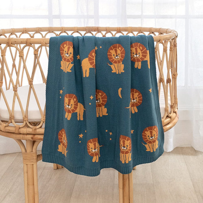 Living Textiles Whimsical Baby Blanket Lion/Navy Sleeping & Bedding (Blankets) 9315311040722