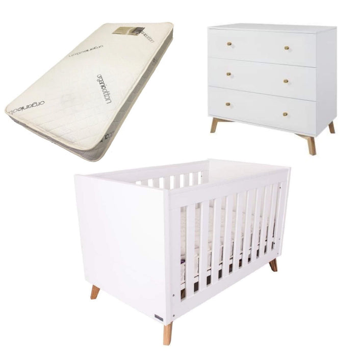 Love N Care Fjord Cot, Chest and Bonnell Micro Pocket Organic Mattress RRP $ Furniture (Packages) 9358417003895