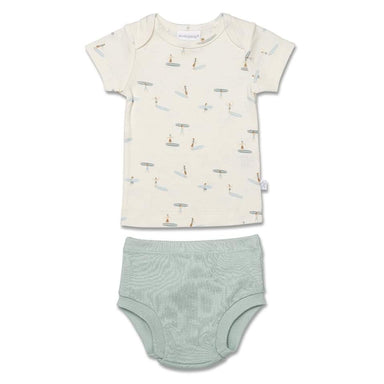Marquise Short sleeve t-shirt and nappy cover - Surf Print 0000 Clothing 9330199361011