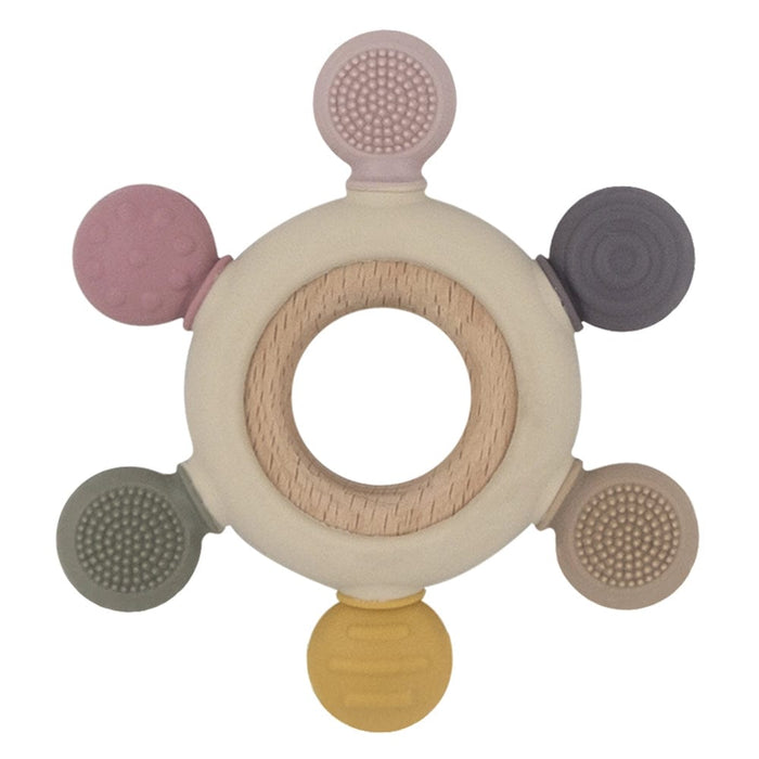 Playground by Living Textiles Multi-Surface Teething Wheel Rose Playtime & Learning (Toys) 9315311038576