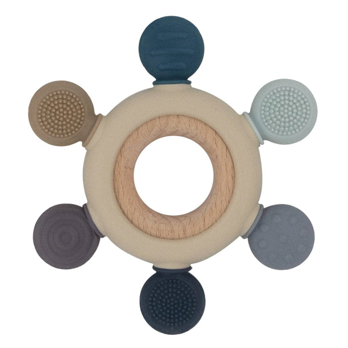 Playground by Living Textiles Multi-Surface Teething Wheel Steel Blue Playtime & Learning (Toys) 9315311038569