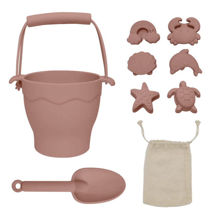 Playground by Living Textiles Silicone 8pc Bucket & Spade Set Rose Playtime & Learning (Toys) 9315311038699
