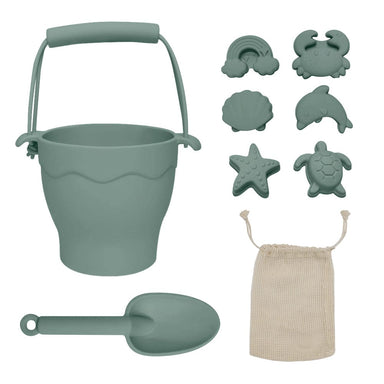 Playground by Living Textiles Silicone 8pc Bucket & Spade Set Sage Playtime & Learning (Toys) 9315311038682