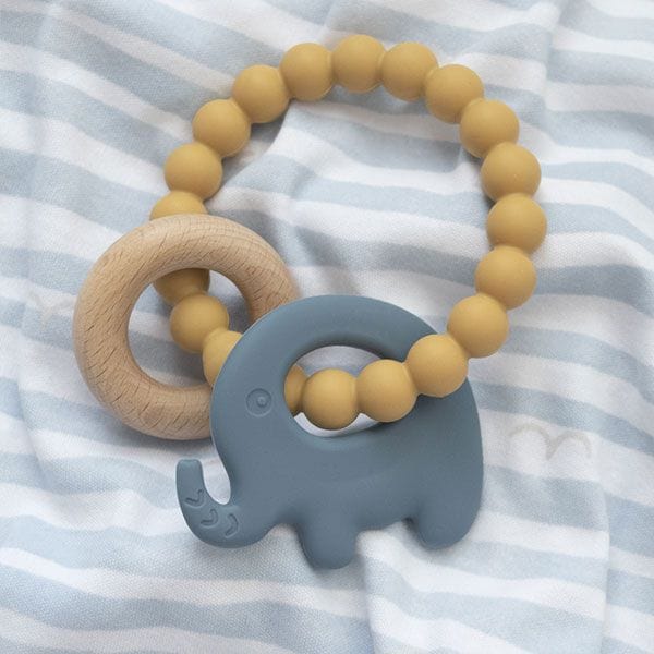 Playground by Living Textiles Silicone Elephant Teether Steel Blue Playtime & Learning (Toys) 9315311038583