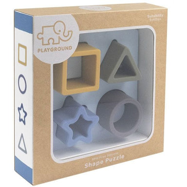 Playground by Living Textiles Silicone Shape Puzzle Steel Blue Playtime & Learning (Toys) 9315311038613