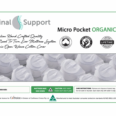 Spinal Support Micro Pocket Organic Mattress 1300 x 690 Mattress (Cot Mattress) 787099016579